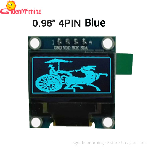 0.96" OLED b;ie display module with PCB, 128 x 64 pixels resolution, iic